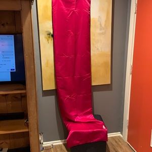 Black velvet contrasts the magenta/fuchsia satin shawl. Gorgeous accent piece.